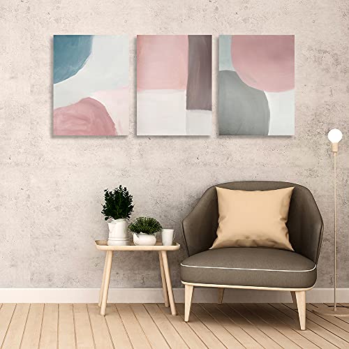 Abstract Canvas Wall Art Contemporary Pink Blue Art Prints Modern Poster Pictures Home Decor For Living Room Dining Room Bedroom Office Wall Decorations 12”X16”X3Pcs #TOP5