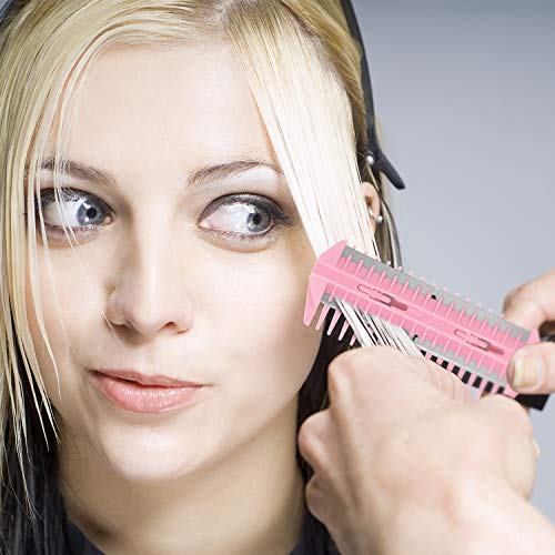 3 Pieces Razor Comb With 10 Pieces Razors, Hair Cutter Comb Cutting Scissors, Double Edge Razor, Hair Thinning Comb Slim Haircuts Cutting Tool (White, Pink, Blue, Double Sided) #TOP4