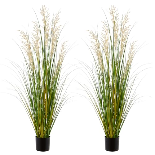 Artificial Plant, 47in Tall, 2pk Grass, Faux House Plants in Pot, Indoor Decorative Flowers &Greenery for Home and Office, Ideal Housewarming Gift