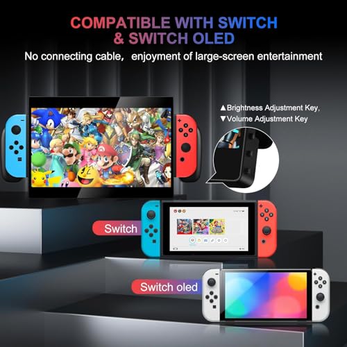 Image of Fully Integrated Portable Monitor for Switch, Removable 18650 Battery(not Included),1080P 10.1 inch Extender Screen with USB Type-C, Compatible for PC Laptop Smartphone