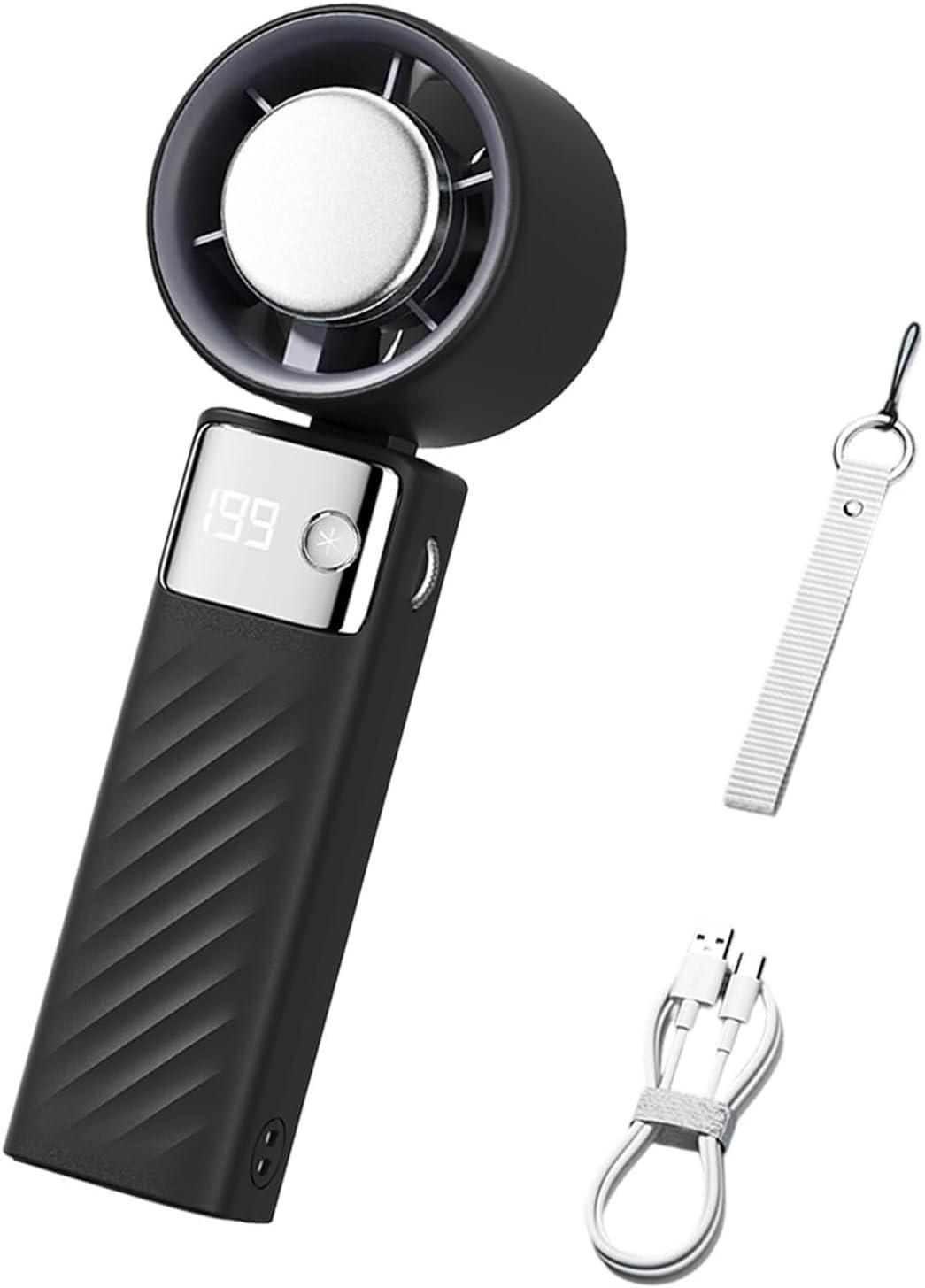 Portable Handheld Fan with USB Charging LED Display Adjustable Speed Personal Cooling Fan for Outdoor Office Use(Pink)