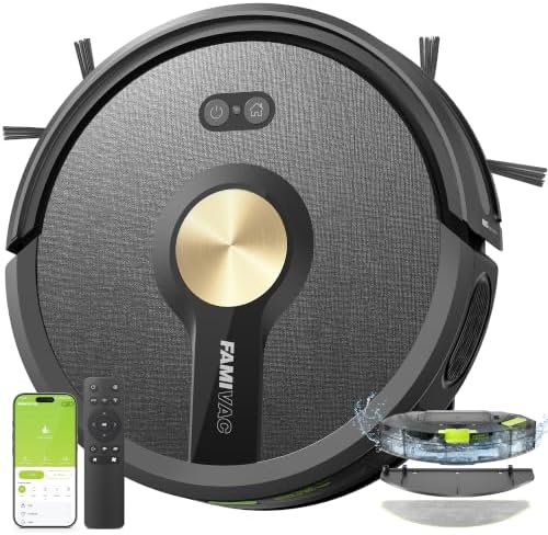 FAMIVAC R10 Robot Aspirador con Fregona,6000Pa Succión Potente,An...