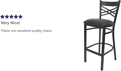 Miniatura 4 de Flash Furniture HERCULES Series Black ''X'' Back Metal Restaurant Barstool - Asiento de vinilo negro