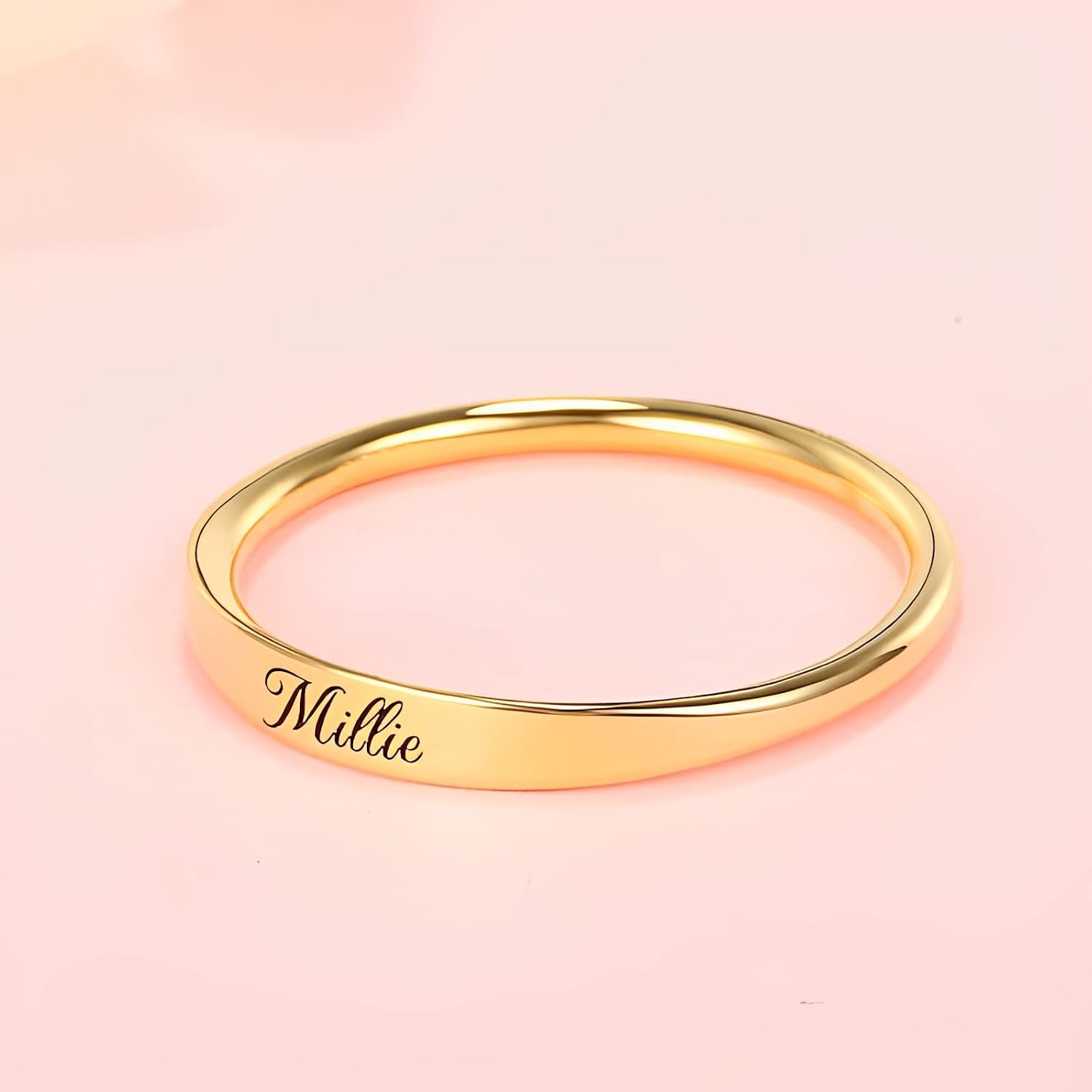 Solid 10K 14K 18K Yellow/White/Rose Gold Personalized Name/Initial Ring for Mother/Girlfriend/Women, Engravable Signet/Wrap Ring, Free Engraving Gold Ring, Custom 1-2 Names/Alphabets