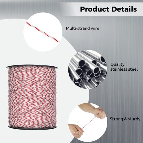 Electric Fence Polywire, Homaisson 500/1000 Meter Electric Fence String, 6 Stainless Steel Strands (0.15Mm) For Reliable Conductivity And Rust Resistance Uv Resistant (A 1640 Feet/500 Meters) #TOP3
