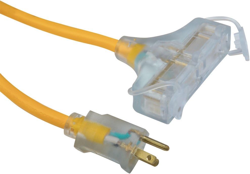 Coleman Cable 41878802 Multi Outlet Extension Cord; 25 Feet; Yellow