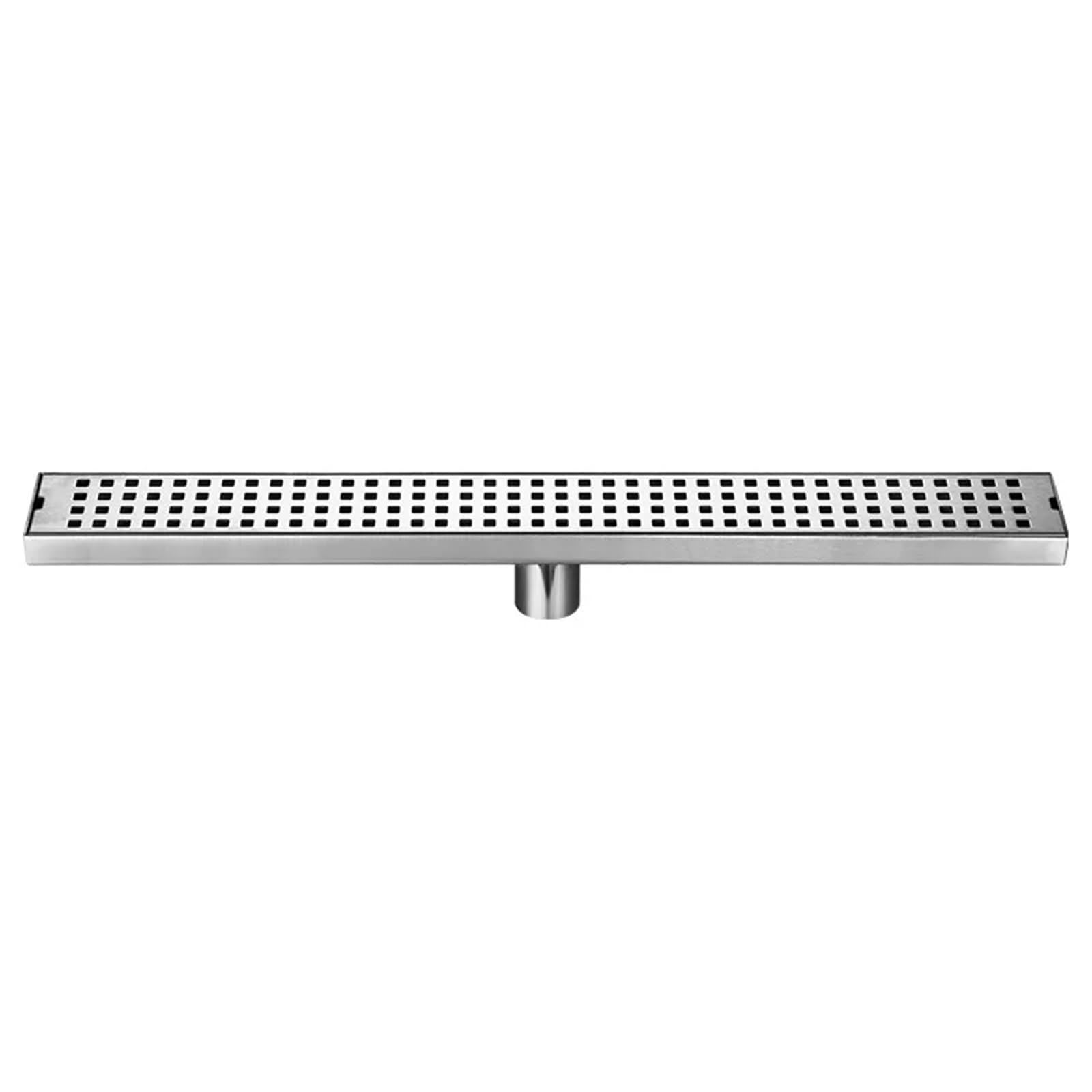 Sumidero Terraza Desagüe de suelo rectangular for inodoro acero inoxidable con orificio cuadrado grueso y gran desplazamiento(6.8x60cm C)
