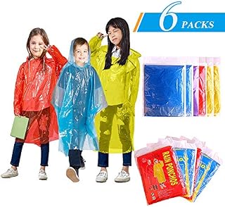 GINMIC Kids Ponchos - 6 Pack Rain Ponchos for Kids, Assorted Colors, Extra