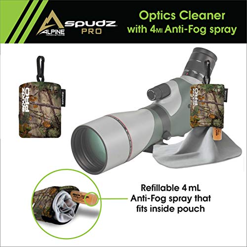 Spudz Pro | 10" X 10" Microfiber Cloth Screen & Lens Cleaner W/ 4Ml Cleaning Spray Bottle | Alpine Mountain Camo | Fogzoff #TOP2