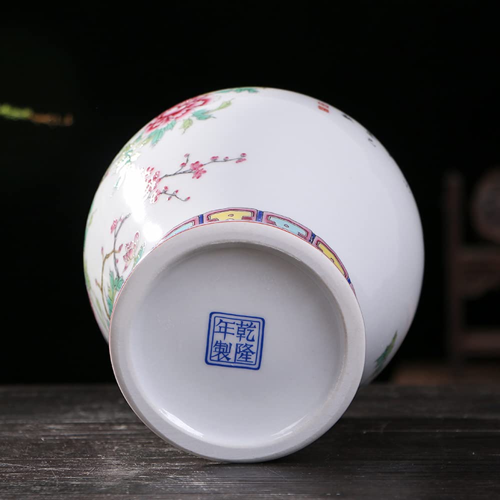 Ceramiczny garnek do imbiru z pokrywką do dekoracji domu, tradycyjny chiński naczynie świątynne z motywami kwiatów i ptaków, ręcznie wykonany wazon porcelanowy z Jin(A)