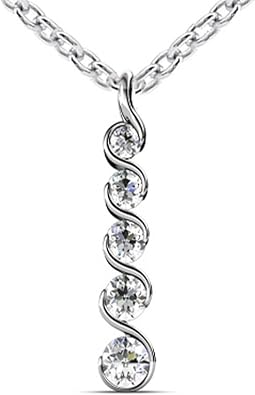 0.60 Ct Ladies Round Cut Diamond Journey Pendant/Necklace 18 Kt White Gold