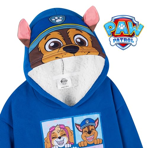 Paw Patrol Fleece Blanket Hoodie for Kids - One Size 3-6 Years Kids Oversized Hoodie Sherpa-Lined - Gifts for Boys Blue2