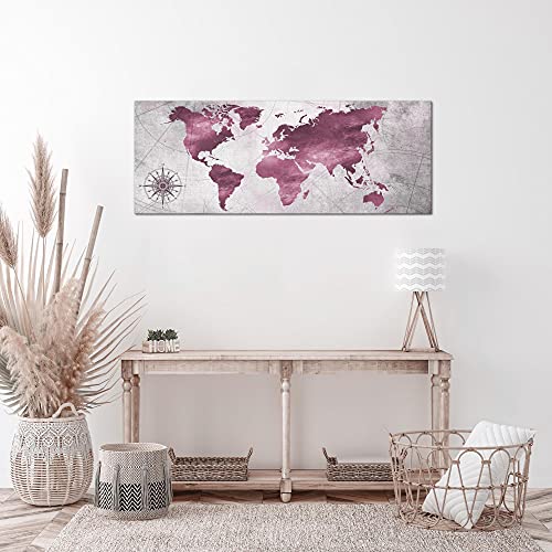 Runa Art Quadri Moderni Mappa del Mondo Tela Non