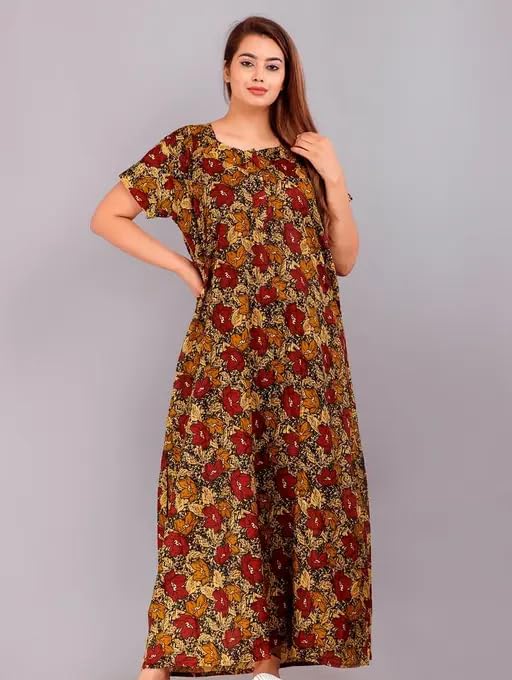 Maternity Cotton Printed Nighty for Women | Feeding Friendly Front Open Comfortable Night Dress-image-0