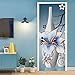 PIIMZER Aufkleber Für Die Schlafzimmertür Modekunst Blumen 60X200Cm Türtapete Selbstklebend Türposter Türaufkleber 3D Wohnzimmer Schlafzimmer Badezimmer Wasserdicht Abnehmbare Professionelle Vinyl Upg