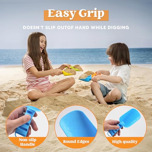 image for Sloosh Beach Sand Shovels for Kids - 4 Packs Shovels Colorful Scoops T