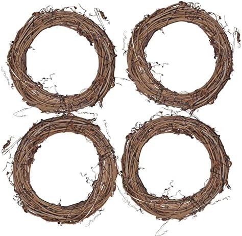 Simoutal Grapevine Wreath DIY Crafts Natural Dried Round Grapevines Wreath Bulk for Decoration, Crafts (6 Inch, 4 Pack)