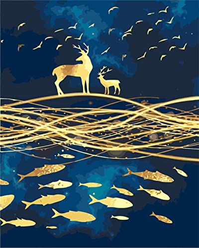 Broderie au diamant 5D cerf poisson | Peinture strass cristal adulte