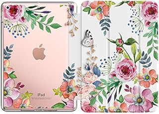 MoKo Case For New iPad 9th/8th/7th Gen Case (2021/2020/2019), Soft TPU Translucent Frosted Back Cover Slim Shell Protective Case with Stand for iPad 10.2 inch,Auto Wake/Sleep,Fragrant Flowers