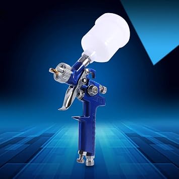 Blue Gravity Feed HVLP Air Spray Gun Light Weight Smooth Surface Treatment 3 Knobs for Full Adjustment for DIY Projects Stainless Steel