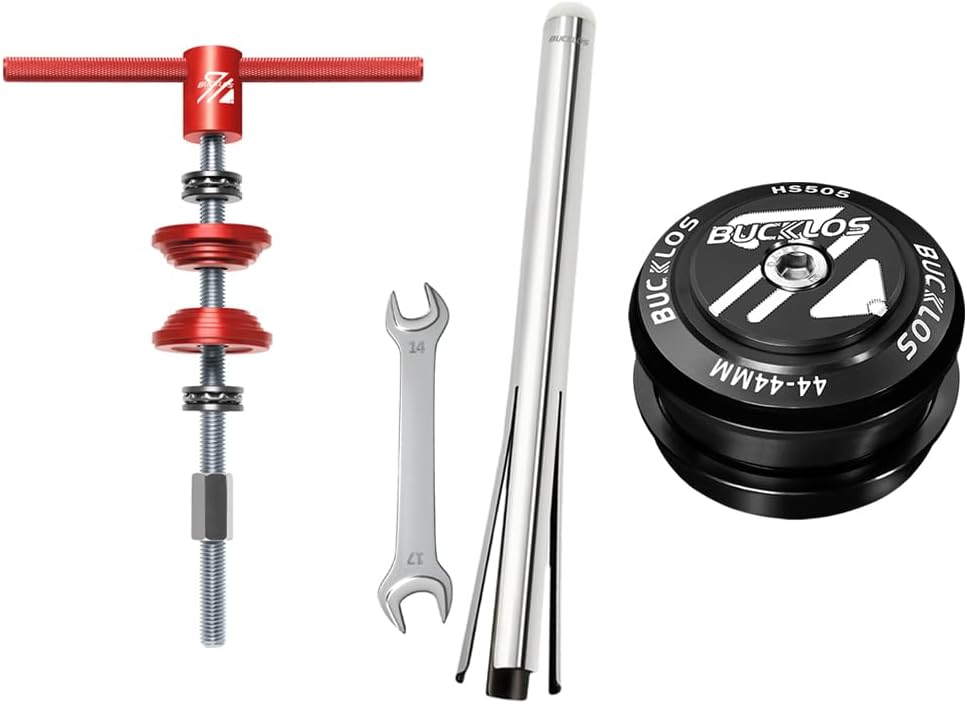 BUCKLOS Bike Headset,Bottom Bracket, Bearing Press-in Tool & Headset Cup Removal Tool Head Parts Remover for -1/8, 1-1/4, 1-1/2 inch for Repair RED & 1-1/8 Bike Headset Threadless 44-44mm Black