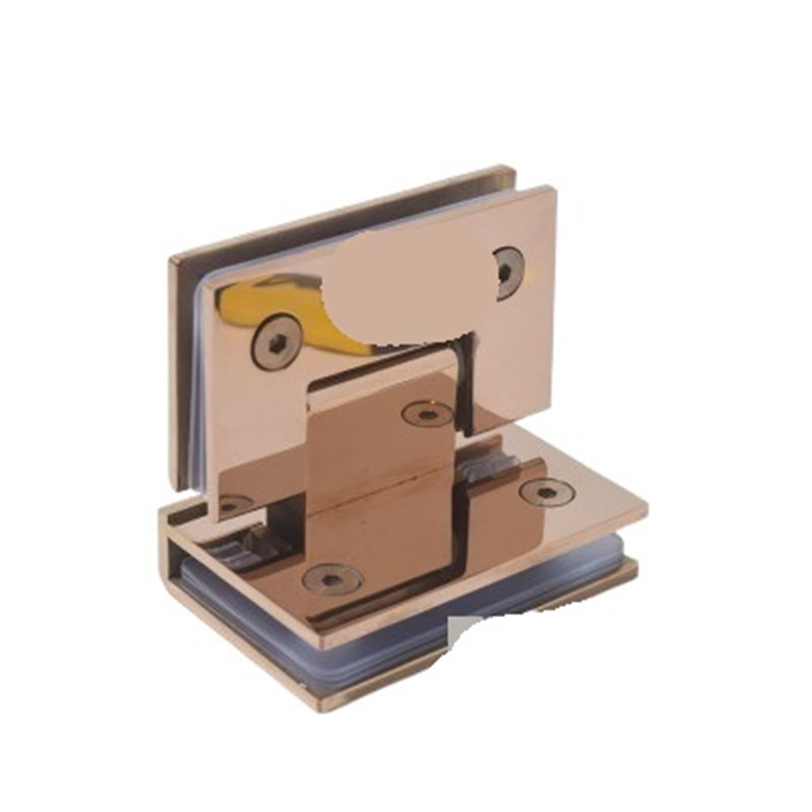 2Pcs 304 Stainless Steel 90 Degrees Glass-to-Glass Corner Hinge(Shiny Rose Gold)