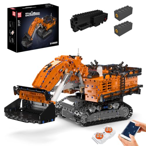 Mould King 17100 Technik Bagger Klemmbausteine Bausatz, 2436 Teile Straßenhobel Bergbaubagger mit Beweglicher Lenkung, Mechanischen Funktionen und Baustellenfahrzeug Modell