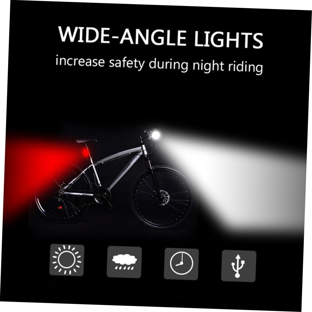 SUPVOX USB Rechargeable LED Bike Light Set Front Headlight Tail Light for Mountain and Road Biking Brightness Swivel Easy Dismount Design