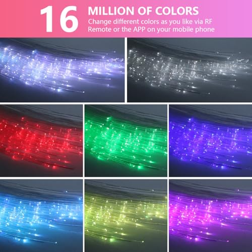 Image of 16W Car Home Starlight Headliner Kit, Twinkle & Sound Activate RGBW Fiber Optic Lights with APP & Remote Control, Star Lights for Ceiling Decoration, 300 pcs 9.8ft