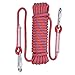Huatuo 14mm Corde d'escalade Maison d'urgence évasion Incendie Corde, Corde multifonctionnelle de sécurité du Cordon pour la randonnée spéléo Camping avec Mousqueton (20M, Rouge)