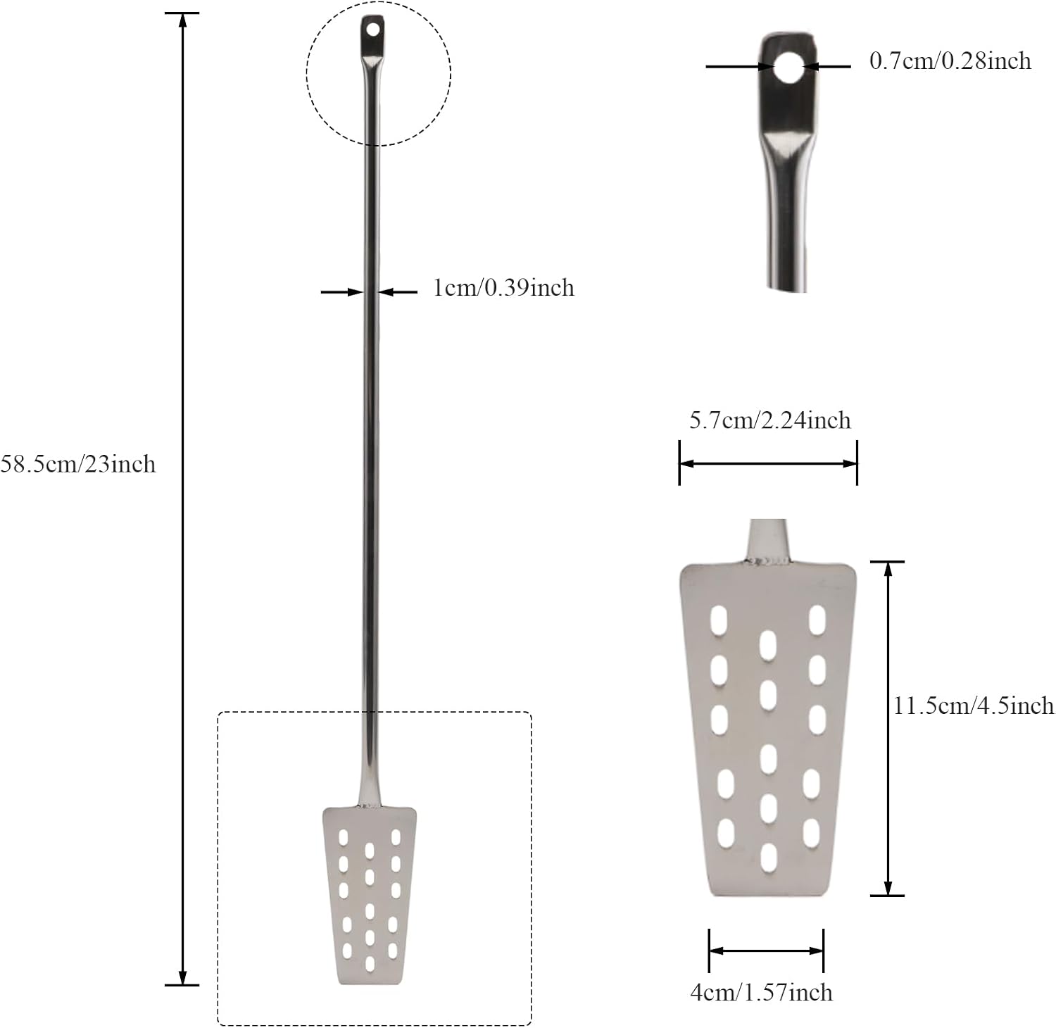 60cm Mash Tun Mixing Stirrer Paddle 304 Stainless Steel Homebrew Beer Paddle With 15 Holes Home Kitchen Bar Brewing Tools