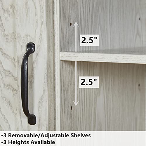 Modern Farmhouse 52" Tv Stand Entertainment Center With 2 Sliding Barn Doors For Kitchen Dining Room (White Wash+Walnut) #TOP4