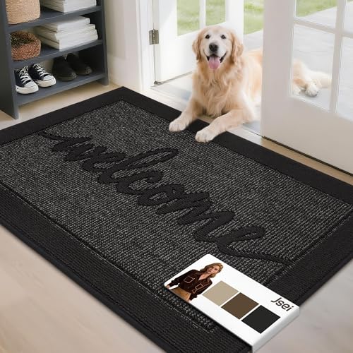 JSEI Door Mat 20"x 32",Absorbent Muddy Dirt Welcome Mat,Non-Slip Entryway Rugs Washable Indoor Entrance Mats,Low Profile Floor Mat for Entryway and Front Back Door,Beige 20'' x 32'' Beige
