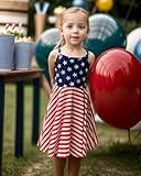 Geoyune 4th of July Baby Girl Outfits American Flag Dress for Toddler Girls 3T