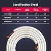 25 Ft 1/4" To 1/2" Flared Copper Tubing Line Set For Ductless Mini-Split AC Units