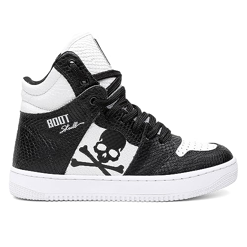 Bota de Treino Masculino Boot Skull, Tamanhos 38 a 42, para Academia e Musculação (PRETO/BRANCO, 38)