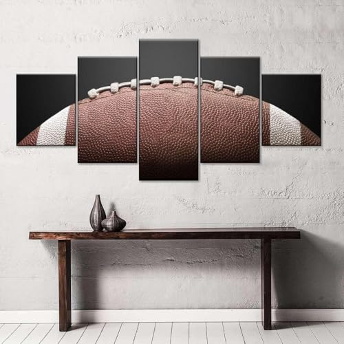 Tableau peinture football américain 5 panneaux avec cadre déco moderne 100x50cm