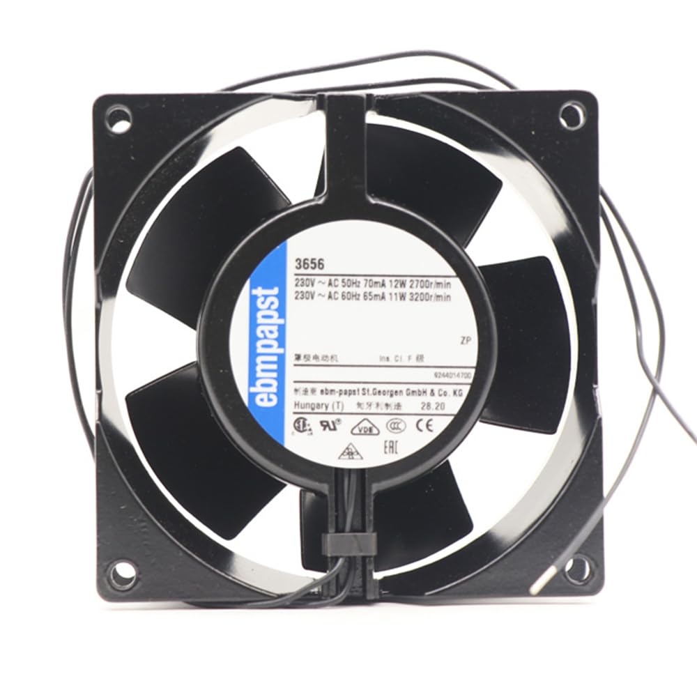 3656 Modèle AC Ventilateur axial pour EBM Papst, 92 x 92 x 38 mm, 230 VAC, 75 m³/h, 2700 tr/min, compact axial pour machine à graver, armoire à châssis