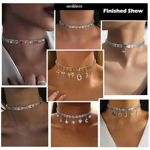 Loozykit Italian Charm Bracelet Charms Set with Opening Tool and 10Pcs Charms 9mm Italian Module Stainless Steel Links Bulk Pack Handmade DIY Jewelry Gifts,Rosy Whimsy — view 5