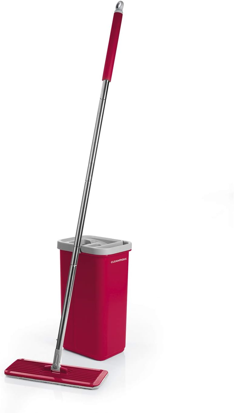 CLEANmaxxComfort Mop Compact S (20 x 15 x 39 cm) | Mop and Bucket Mop System with 2 Chamber System for Moistening and Drying | Wringing Mechanism | 2 Cleaning Cloths Included