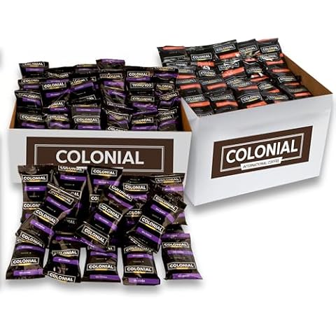 Colonial Coffee Dual Delight Mega Pack Colombian Medium Roast + Decaf Colombian Medium Roast (2.5 oz Bags, Pack of 100) Cover