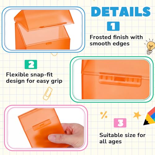 Image of Clabby 4 Pcs Clear Plastic Crayon Boxes Hold 24 Count, Orange
