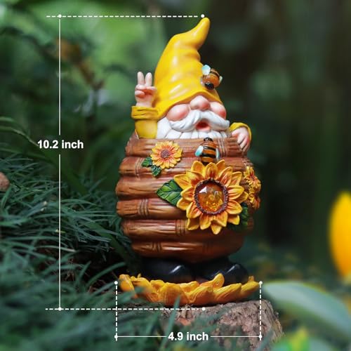 Linkax Solar Garden Lights Gnomes Statues Outdoor Decor, Mothers Day Birthday Gifts for Mom Grandma Women Wife, Solar Lights Outdoor Garden Decor for Outside Patio Yard Front Porch Balcony Ornament - Thumbnail 6
