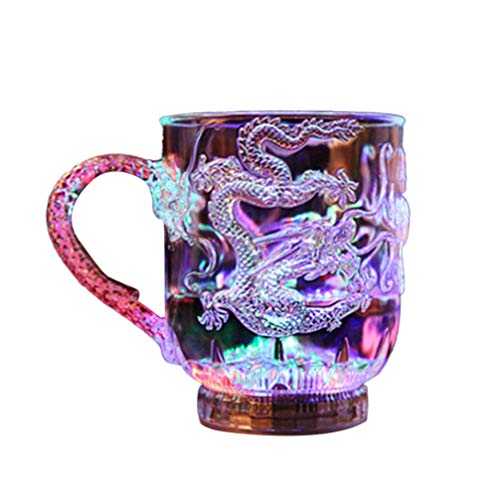 Imikeya 3D Dragon Embossed Cup, Led Flash Mug Coffee Beer Whisky Cup For Bar Club Home Dragon Collectible Gift #TOP19