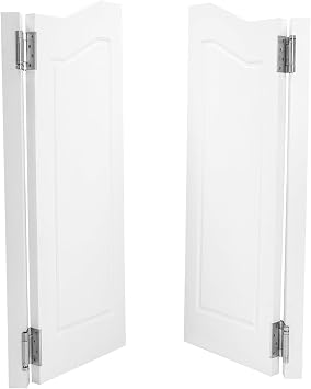 Double Swinging Door, White Wood Cafe Door Swing Saloon Doors with Metal Hinges, Bar Saloon Swinging Doors for Kitchen Stairs Bedroom Entrance 32 * 42 * 1.4in, Border Pattern
