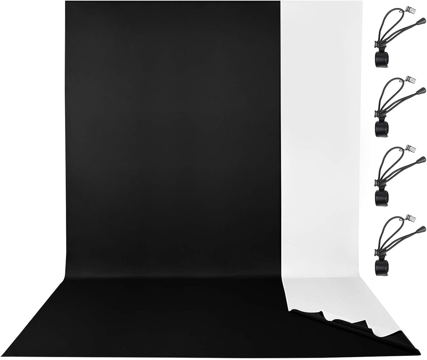 EMART Black and White Backdrop for Photography,6x9 ft 2 in 1 Black White Screen Background for Birthday Video Studio Portrait Photoshoot