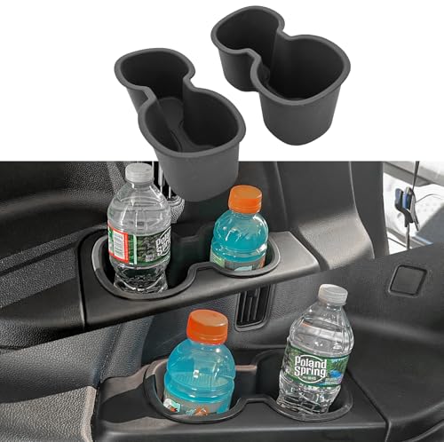 Maxzina Cup Holder Compatible with 2023-2025 Honda Pilot Rear 3rd Row Black Silicone Center Console Insert Cup Holder Bottle Holder Interior 2PCS Decoration for 2024 Pilot Accessories