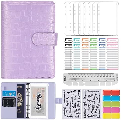 ChangWanna A6 Money Budget Ring Binder - Money Saving Wallet Organiser Binder with Pockets, Cash Stuffing Budget Wallet Planner Binder with Cash Envelope, Money Folder Wallet Organiser for Cash Saving