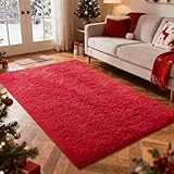 Ophanie Red Rugs for Bedroom Living Room, Fluffy Fuzzy Furry Carpet, Plush Soft...