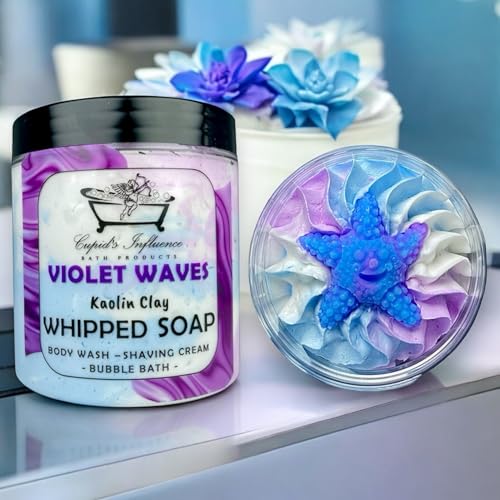 Violet Waves Whipped Soap | Kaolin Clay Body Wash | Luxurious Shaving Cream | Shower Whip | Shower Fluff | Bubble Bath | Shower Cream | Parma Violet Soap | Valentine's Day Gift | Stocking Fillers